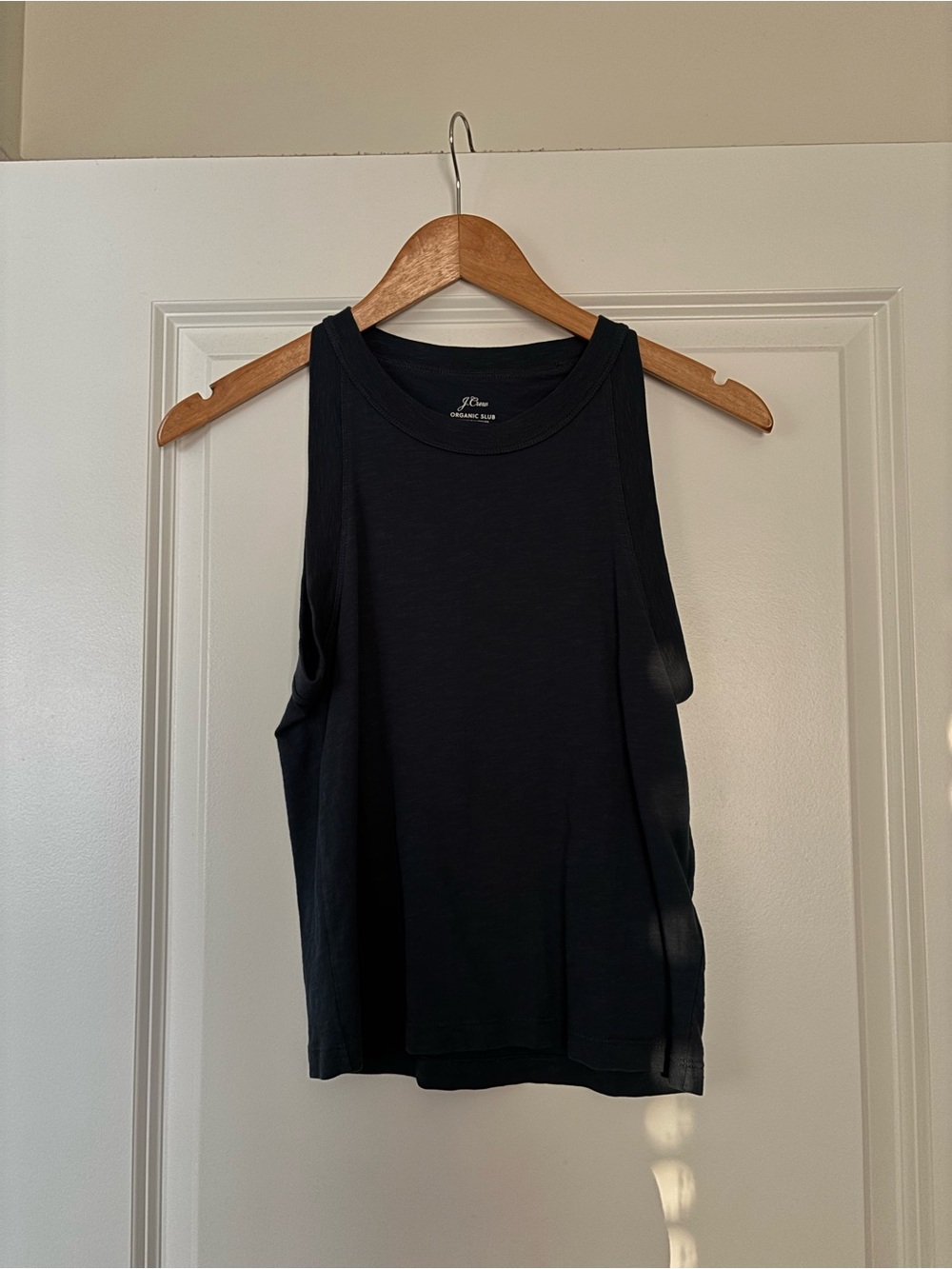 J. Crew Navy Blue Cropped organic cotton Tank Top - Sleeveless Crewneck